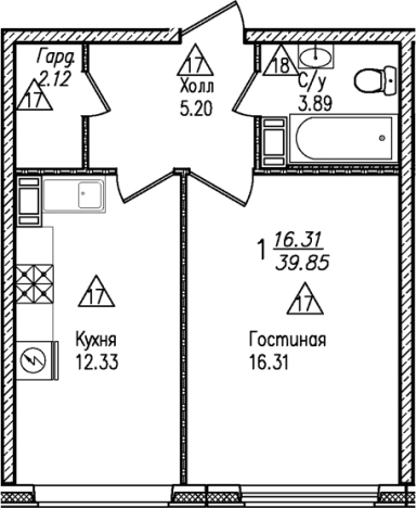 Купить однокомнатную квартиру в ЖК Уют в Санкт-Петербурге. Вариант № 8062908, 0, площадь -  квм, цена 10047938 рублей
