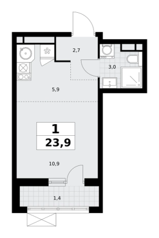 Купить однокомнатную квартиру у метро Аэропорт Внуково в Москве. Вариант № 2206534, 0, площадь -  квм, цена 8520828 рублей