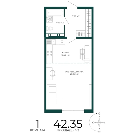 Купить однокомнатную квартиру в ЖК Жилой комплекс "Чаадаев" в Пензе. Вариант № 5388784, 0, площадь -  квм, цена 3896200 рублей