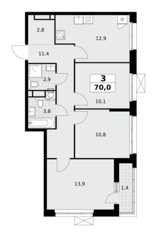 Купить трехкомнатную квартиру у метро Аэропорт Внуково в Москве. Вариант № 252956, 0, площадь -  квм, цена 21514500 рублей