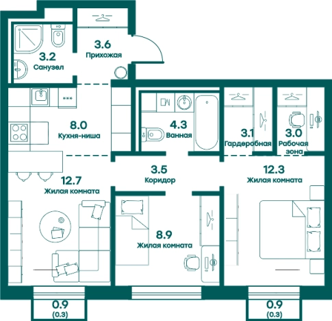 Купить трехкомнатную квартиру в Одинцове. Вариант № 144818, 0, площадь -  квм, цена 12352076 рублей