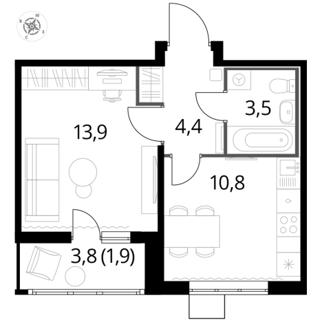 Купить квартиру на вторичке в ЖК 1-й Лермонтовский в Люберцах. Вариант № 9876202, 0, площадь -  квм, цена 11126920 рублей