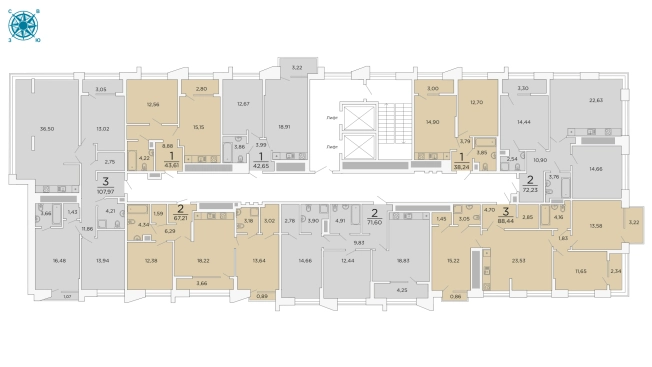 Купить квартиру в новостройках в ЖК "Вега" в Рязани. Вариант № 77610, 2, площадь -  квм, цена 16955763 рублей