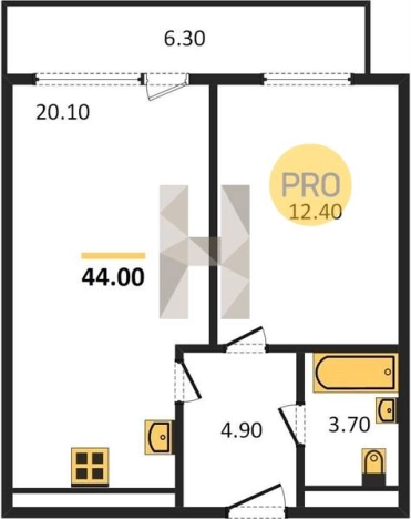 Купить однокомнатную квартиру в ЖК Холмогоровский 4 в Ижевске. Вариант № 68082, 0, площадь -  квм, цена 3900400 рублей