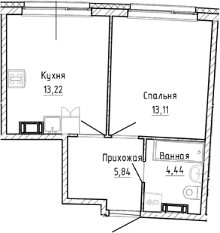 . Вариант № 8928389, 0, площадь - 36.61 квм, цена 6218083 рублей