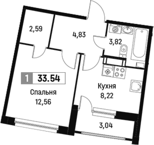 Купить однокомнатную квартиру у метро Девяткино в Мурине. Вариант № 6212374, 0, площадь -  квм, цена 6033654 рублей