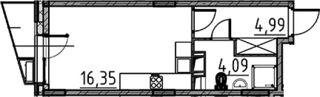 . Вариант № 8470085, 0, площадь - 25.43 квм, цена 4404430 рублей