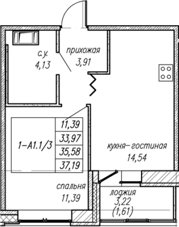 Купить однокомнатную квартиру у метро Проспект Ветеранов в Ленинградской области. Вариант № 8064196, 0, площадь -  квм, цена 6292038 рублей