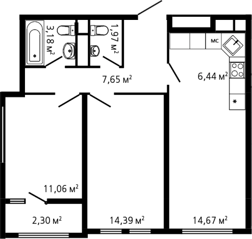 Купить трехкомнатную квартиру на улице Генерала Дьяконова в Химках. Вариант № 142891, 0, площадь -  квм, цена 12521098 рублей