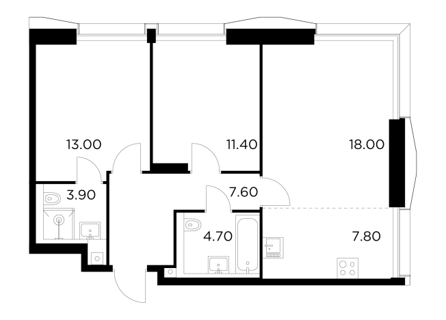 Купить квартиру в ЖК INJOY в Москве. Вариант № 9104001, 1, площадь - квм, цена 32309400 рублей