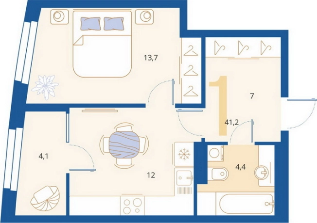 Купить однокомнатную квартиру в новостройках в Пензенской области. Вариант № 8145214, 0, площадь -  квм, цена 4521000 рублей