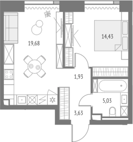 Купить однокомнатную квартиру в ЖК Upside Towers в Москве. Вариант № 103988, 0, площадь -  квм, цена 26549091 рублей
