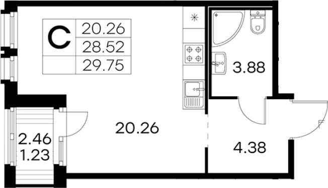 Купить Студию в ЖК GloraХ Парголово в Санкт-Петербурге. Вариант № 4807537, 0, площадь -  квм, цена 5849999 рублей