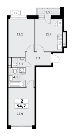 Купить двухкомнатную квартиру у метро Аэропорт Внуково в Москве. Вариант № 1342070, 0, площадь -  квм, цена 14982877 рублей