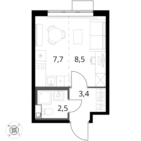 Купить однокомнатную квартиру в ЖК 1-й Шереметьевский в Химках. Вариант № 9825907, 0, площадь - квм, цена 8172580 рублей