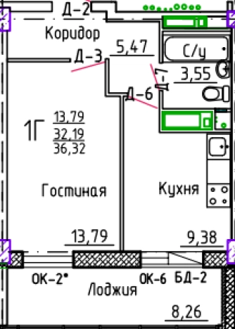 Купить квартиру в Республике Татарстан (татарстан). Вариант № 139949, 1, площадь -  квм, цена 5969119 рублей