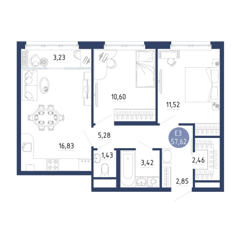 Купить двухкомнатную квартиру на улице проезд Бульвар Оптимистов в Рязанской области. Вариант № 154834, 0, площадь -  квм, цена 6797431 рублей