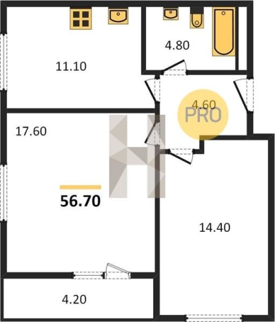 Купить двухкомнатную квартиру в ЖК Оазис в Ижевске. Вариант № 61752, 0, площадь -  квм, цена 4321674 рублей