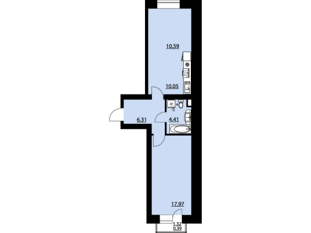 . Вариант № 153558, 0, площадь - 49.73 квм, цена 7921989 рублей