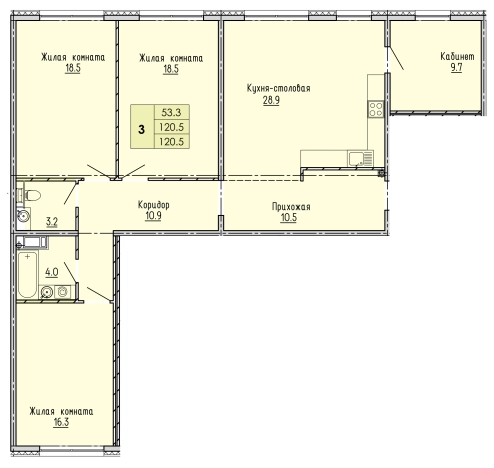 Купить трехкомнатную квартиру в новостройках на улице Июльская в Пензенской области. Вариант № 69408, 0, площадь -  квм, цена 11688500 рублей