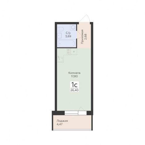 Купить однокомнатную квартиру в Воронеже. Вариант № 8203728, 0, площадь -  квм, цена 3369960 рублей