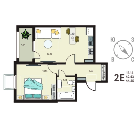 Купить квартиру в ЖК Зеленый Квартал Бабяково в Воронежской области. Вариант № 155022, 0, площадь -  квм, цена 4321350 рублей