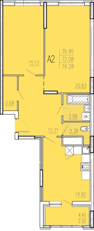 Купить двухкомнатную квартиру в ЖК Жилой комплекс "Акварель" в Пензе. Вариант № 722910, 0, площадь -  квм, цена 5868120 рублей