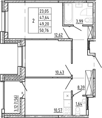 Купить двухкомнатную квартиру в Ленинградской области. Вариант № 6668570, 0, площадь -  квм, цена 8988888 рублей