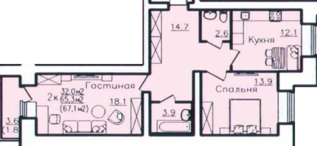 . Вариант № 122274, 0, площадь - 65.3 квм, цена 5700000 рублей