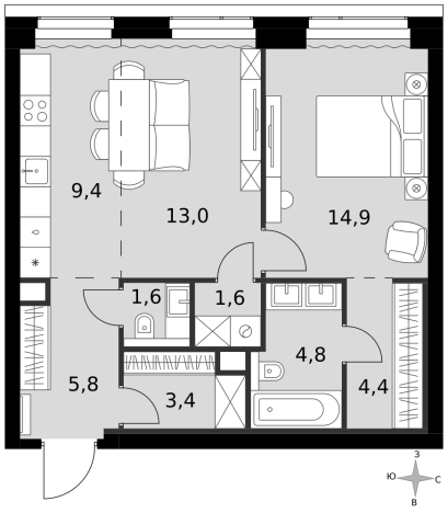 Купить двухкомнатную квартиру в районе Хорошёвский в Москве. Вариант № 10132746, 0, площадь -  квм, цена 40072615 рублей