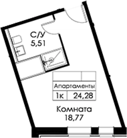 . Вариант № 6250747, 0, площадь - 24.28 квм, цена 7539595 рублей