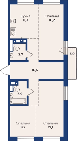 . Вариант № 159822, 0, площадь - 77.9 квм, цена 12464000 рублей