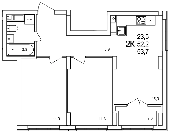 Купить двухкомнатную квартиру в ЖК Анкудиновский Парк в Нижегородской области. Вариант № 96738, 0, площадь -  квм, цена 8757600 рублей