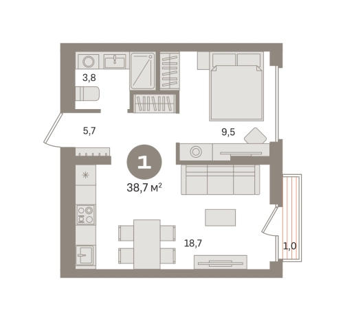 Купить однокомнатную квартиру в новостройках в Видном. Вариант № 8587597, 0, площадь -  квм, цена 7840000 рублей
