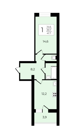 . Вариант № 5449574, 18, площадь - 39.8 квм, цена 4900000 рублей