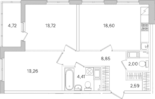 Купить трехкомнатную квартиру у метро Проспект Большевиков в Ленинградской области. Вариант № 8488575, 0, площадь -  квм, цена 9438384 рублей