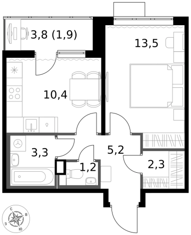 Купить однокомнатную квартиру у метро Физтех в Химках. Вариант № 9711720, 0, площадь -  квм, цена 9344160 рублей