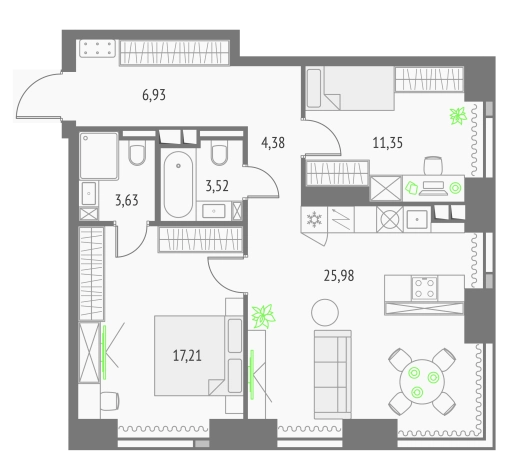 Купить двухкомнатную квартиру в ЖК Upside Towers в Москве. Вариант № 152066, 0, площадь -  квм, цена 39375758 рублей