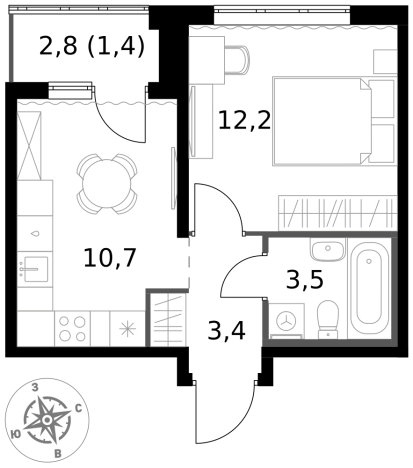 Купить однокомнатную квартиру в ЖК 1-й Южный в Московской области. Вариант № 9807140, 0, площадь -  квм, цена 11771760 рублей