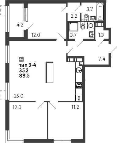 Купить четырехкомнатную квартиру у метро Парнас в Санкт-Петербурге. Вариант № 8099552, 0, площадь -  квм, цена 29351503 рублей
