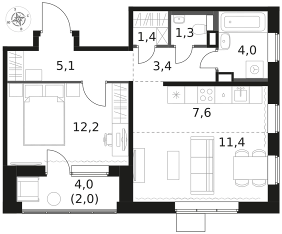 Купить двухкомнатную квартиру в ЖК 1-й Химкинский в Химках. Вариант № 9701723, 0, площадь -  квм, цена 13438260 рублей