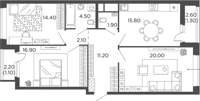 Купить квартиру в Москве. Вариант № 115331, 0, площадь -  квм, цена 16672729 рублей