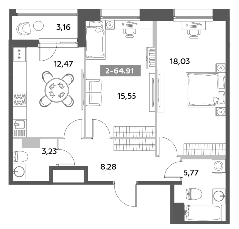 Купить двухкомнатную квартиру в новостройках у метро Звёздная в Санкт-Петербурге. Вариант № 6217113, 0, площадь -  квм, цена 21945474 рублей