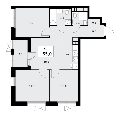 Купить четырехкомнатную квартиру у метро Потапово в Москве. Вариант № 144219, 0, площадь -  квм, цена 30250350 рублей