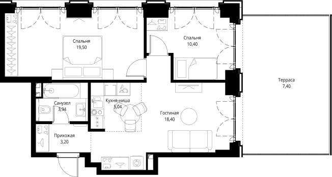 Купить двухкомнатную квартиру в новостройках у метро Мякинино в Москве. Вариант № 141631, 0, площадь -  квм, цена 33399607 рублей