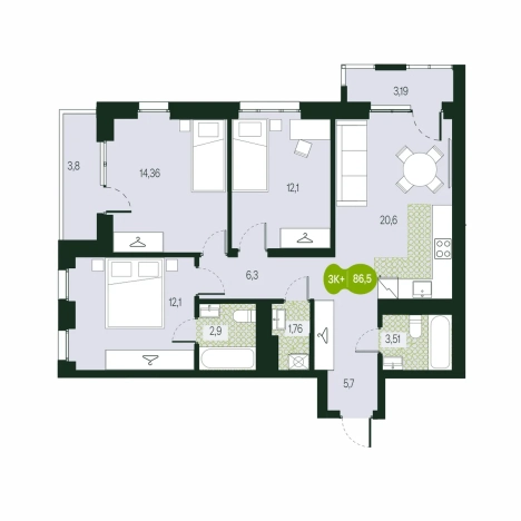 Купить четырехкомнатную квартиру в районе Черновский в Чите. Вариант № 124400, 0, площадь -  квм, цена 14640385 рублей