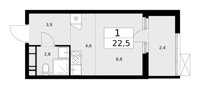 . Вариант № 144213, 0, площадь - 22.5 квм, цена 10865025 рублей