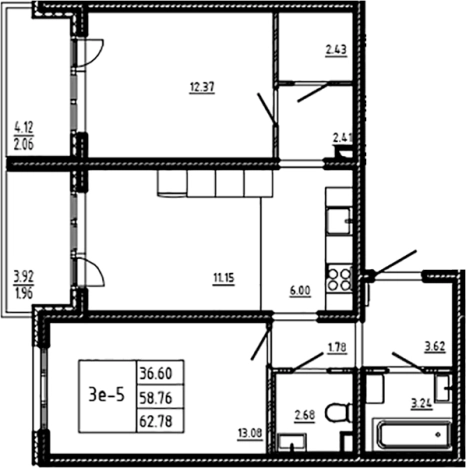 Купить трехкомнатную квартиру в ЖК ЛесART в Ленинградской области. Вариант № 6855229, 0, площадь -  квм, цена 12305319 рублей