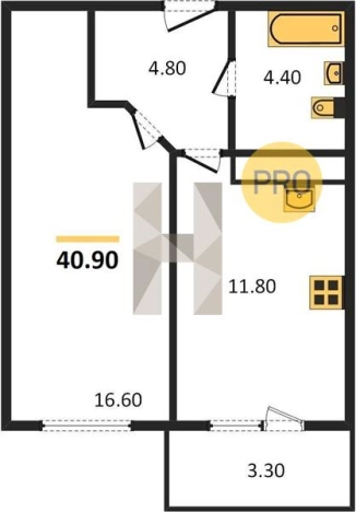 Купить однокомнатную квартиру в районе Первомайский в Ижевске. Вариант № 70636, 0, площадь - квм, цена 3285088 рублей