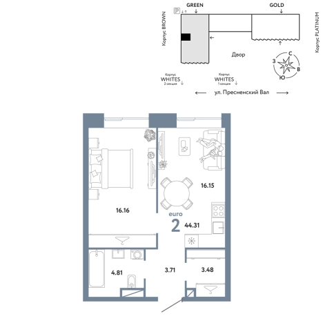 Купить двухкомнатную квартиру в ЖК Republic в Москве. Вариант № 121932, 0, площадь -  квм, цена 41701400 рублей